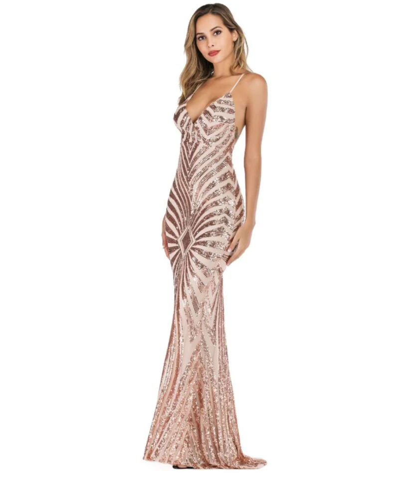 Sequin Contrast Suspender Evening Maxi Dress 5 Sequin Contrast Suspender Evening Maxi Dress - Image 5