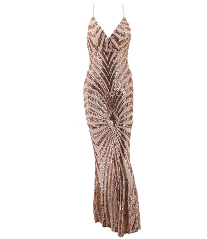 Sequin Contrast Suspender Evening Maxi Dress 6 Sequin Contrast Suspender Evening Maxi Dress - Image 6