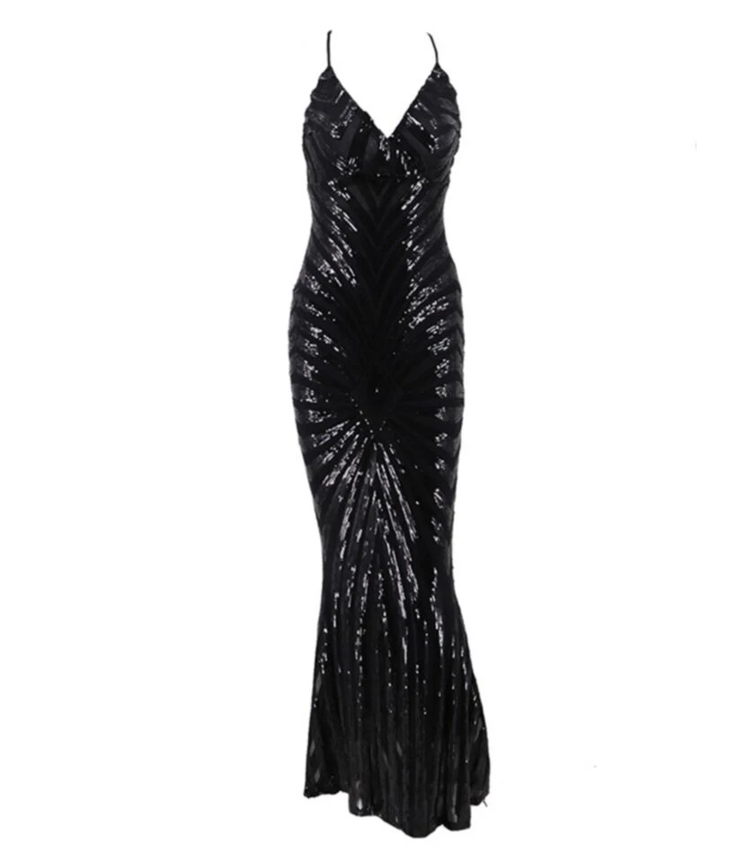Sequin Contrast Suspender Evening Maxi Dress 9 Sequin Contrast Suspender Evening Maxi Dress - Image 9
