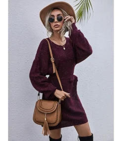 Short Sweater Dress Loose Tie Up Casual 210803431 17 Short Sweater Dress Loose Tie Up Casual 210803431 -Dress Sales Store 210803431 2