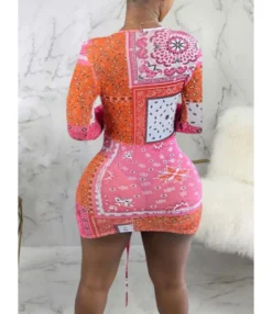 Deep V-neck Flare Cuff Sexy Bodycon Strappy Dress 210810163 -Dress Sales Store 210810163 3