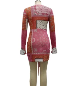 Deep V-neck Flare Cuff Sexy Bodycon Strappy Dress 210810163 -Dress Sales Store 210810163 6