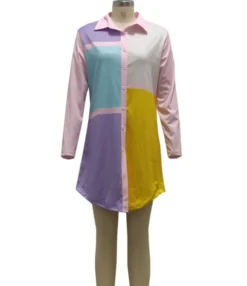 Color-block Lapel Collar High Waist T Shirt Dress Wholesale 210810683 11 Color-block Lapel Collar High Waist T Shirt Dress Wholesale 210810683 -Dress Sales Store 210810683 5