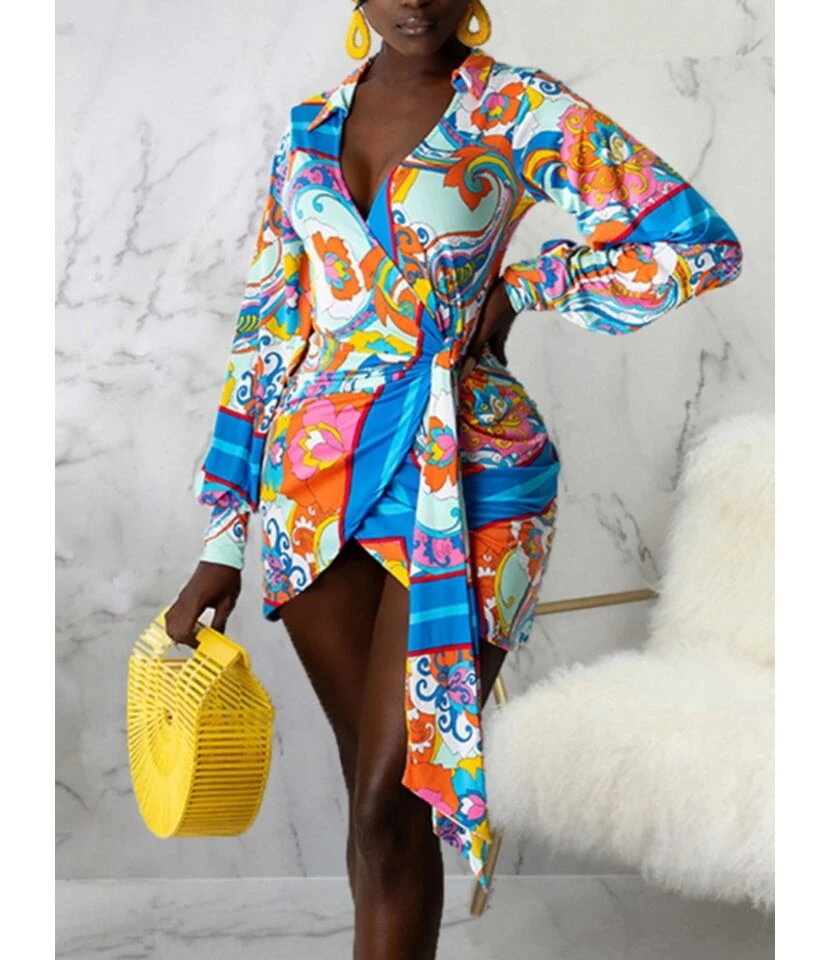 Long Sleeve V-Neck Bodycon Dress With Belt 210810705 1 Long Sleeve V-Neck Bodycon Dress With Belt 210810705