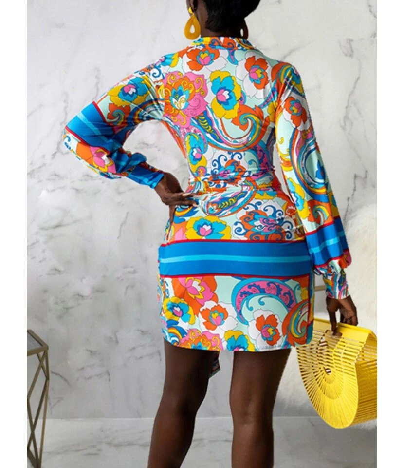 Long Sleeve V-Neck Bodycon Dress With Belt 210810705 3 Long Sleeve V-Neck Bodycon Dress With Belt 210810705 - Image 3