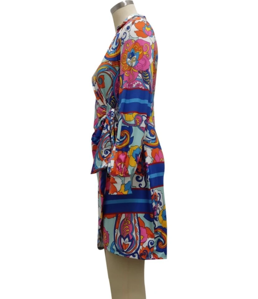 Long Sleeve V-Neck Bodycon Dress With Belt 210810705 5 Long Sleeve V-Neck Bodycon Dress With Belt 210810705 - Image 5