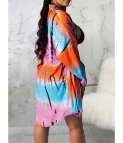 Shirt Short Dress Colorblock Single Button 210810893 7 Shirt Short Dress Colorblock Single Button 210810893 -Dress Sales Store 210810893 2