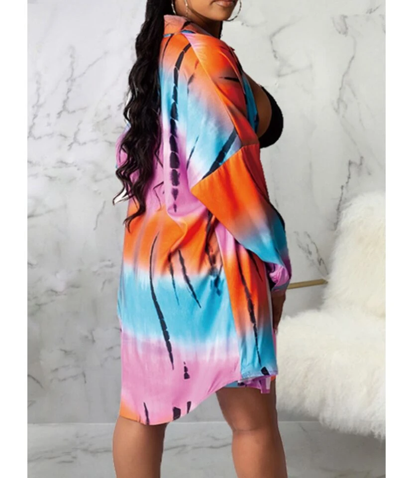 Shirt Short Dress Colorblock Single Button 210810893 4 Shirt Short Dress Colorblock Single Button 210810893 - Image 4