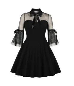 Solid Color Mesh Stitching Elegant Vintage Dress Wholesale Dresses SDN535477