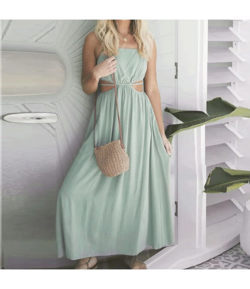 Women Spaghetti Strap Sleeveless Bandage Hollow Out Wholesale Maxi Dresses SDN580503 4 Women Spaghetti Strap Sleeveless Bandage Hollow Out Wholesale Maxi Dresses SDN580503 - Image 4