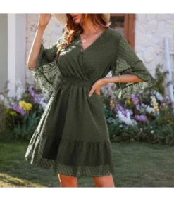 Fashion Elegant Solid Color Chiffon Flocking Ruffles Swing Dress Lotus Leaf Sleeve Wholesale Dresses SD204668 -Dress Sales Store 24eb043d b468 4f0c b0bb 3120056d6fc3 49bddf8c6d53738fd39e0b4c4a13b110