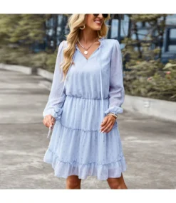 Polka Dot Tie-Up Sexy Long-Sleeve Loose Chiffon Dress Wholesale Dresses SDN535555 -Dress Sales Store 26907926 a511 4504 891f 4a54636d61c5 0e6b8ca737c4b424a661802994b8a054