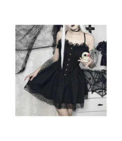 Dark Gothic Princess Style Jacquard Suspender Temperament A-Swing Dress Wholesale Dresses SDV464492