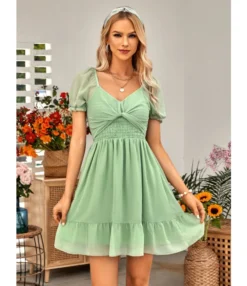 Solid Color V-Neck Waist Short-Sleeve Casual Ruffled Dress Wholesale Dresses SDN537952 -Dress Sales Store 2c6bcffe 9f7b 4c74 9628 a667cf35a1f6 b98c2d105f5b8b49c883e6bbca2e4042