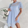 Jacquard Casual Flocking Agaric Laces Wholesale Dresses Chic Petal Sleeve Sunday Dresses SD202896