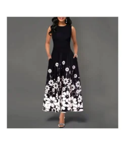 Women Floral Print Sleeveless Wholesale Swing Dresses SDN580597