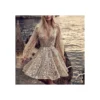 Sexy Long Sleeve Deep V Midi Dress Sheer Sequin Gowns Wholesale Dresses N5923081800028