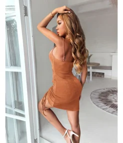 Sexy Suspender Mini Dress Solid Color Pleated Drawstring Bodycon Wholesale Dresses SDN560309 -Dress Sales Store 40bb1802 4870 4f16 951e a4bae663e129 b1f910179e13cbfc9f96ad2947b9dadf