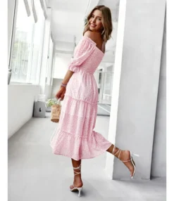 Sexy Off Shoulder Floral Midi Swing Dress High Waist Petal Sleeve Slim Vacation Wholesale Dresses SDN560630 -Dress Sales Store 446291d4 2011 43f9 b72d 7aacce0440fb 18d1288a95577604141fb200f28dedad