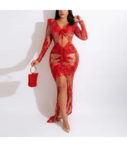 Hollow Design Sequin Wholesale Maxi Dresses Fashion Valentine'S Day Dress SD202191