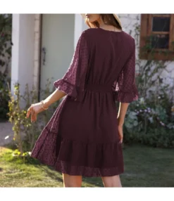Fashion Elegant Solid Color Chiffon Flocking Ruffles Swing Dress Lotus Leaf Sleeve Wholesale Dresses SD204668 -Dress Sales Store 4b2f4cd3 b41a 4775 938b c9a58b14dc78 3206427e63b5b81494668f3904d6db51