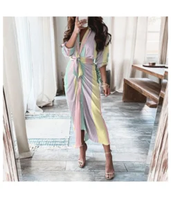 Printing Lace-Up Waist Single-Breasted Ladies T Shirt Dress Wholesale Clothing Vendors SD190539