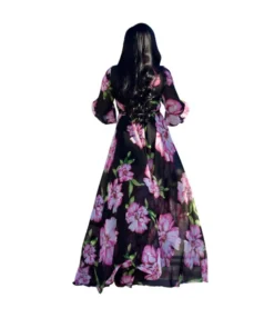 Floral Printed V Neck Chiffon Lantern Sleeve Lace-Up Swing Dress Vacation Casual Wholesale Maxi Dresses SD55498 -Dress Sales Store 599853d9 0ce9 43e6 8cbd c714cb779db3 05cc91830fa6e63d317841cc6e0c3b70