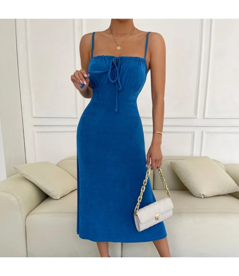 Sexy Suspender Midi Dress Solid Color Backless Slim Lace Up Wholesale Dresses SDN560291 1 Sexy Suspender Midi Dress Solid Color Backless Slim Lace Up Wholesale Dresses SDN560291