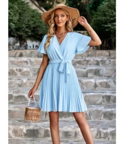 Fashion Solid Color V-Neck Tie-Up Waist Pleated Dress Wholesale Dresses SDN539989 -Dress Sales Store 5fa33ef3 6ec9 4423 ac59 c379f5a02709 aee114ba3911a4096c2e17bfdc6b7136