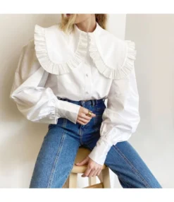 Fashion Doll Collar Tops Single-Breasted Solid Color Loose Wholesale Womens Long Sleeve T Shirts STN560920