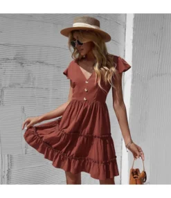 Short Sleeve V Neck Ruffle Hem Wholesale Swing Dresses SD204543 -Dress Sales Store 65a0b57f 9d13 4796 aa0d 2d5a681a2784 9ace4fc22691fe1cb7b0ca1dec45e67a