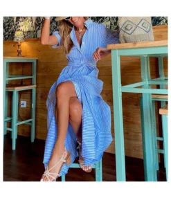 Striped Print Short Sleeve Lapel Smocked Shirtdress Wholesale Maxi Dresses SDN534931 -Dress Sales Store 65c26b75 a739 4fef 917c 57ce00a1c6ff c716c85fb249f64dc0587b4f03c4974c