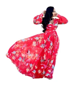 Floral Printed V Neck Chiffon Lantern Sleeve Lace-Up Swing Dress Vacation Casual Wholesale Maxi Dresses SD55498 -Dress Sales Store 6645ec8f fed1 44f7 9d2b ea4b0982f585 12b89de5eaeb482896072a9c4c998ddb