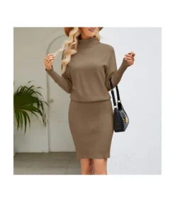 Solid Color Turtleneck Knitted Sweater Dress Wholesale Womens Clothing N3823110200043 -Dress Sales Store 6843aff0838f4018bd10b0b301216473 4