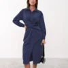 Long Sleeve Mid-Length Casual Waist Temperament Shirtdress Wholesale Shirt Dresses N5323021400229