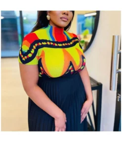 Round Neck Short Sleeve Printed Pleated Dresses Wholesale Womens Clothing N3823103000062 -Dress Sales Store 6bc8e4b81b18447692b3b0b6011eb174 5