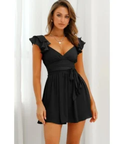 Sexy Deep V Ruffles Sleeve Dress Solid Color Lace-Up Backless Wholesale Dresses SDN560229 -Dress Sales Store 6ca04edd 67b0 43ca b02f 05794455949e 3310871001c37a440b289e7eef0da418