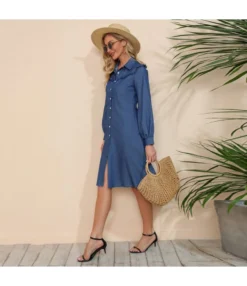 Long Sleeve Wholesale Womens Dresses Women Lapel Solid Denim SD181152 -Dress Sales Store 70a5dcfb 6317 4b49 838f 2acf26ba133d B2C45A16F35222E054FA534E3F909C8A