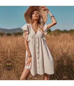 Plain Color Ruffle Sleeve V Neck High Waist Wholesale Swing Dresses SD204556 7 Plain Color Ruffle Sleeve V Neck High Waist Wholesale Swing Dresses SD204556 -Dress Sales Store 75e32335 c598 4c6f a39c 5b4791c5d7dc aa3d2312f0c912b450507781abbaef82