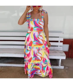 Casual Suspender Printed Swing Wholesale Dresses SDN561363