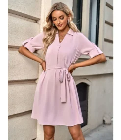 Solid Color Half Sleeve Tie-Up Lapel Casual Dress Wholesale Dresses SDN537944 -Dress Sales Store 7b0870f8 df57 4e3f 8feb 0419d47739f4 722cc27ed88f21028f18ccada5cef689