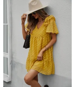 V-Neck Chic Wholesale Dresses Flocking Solid Color Casual Dresses SD202892 -Dress Sales Store 7dccc055 fc22 42be a98e a1cdf8187ada 89D1265266172BC985A7DFDD2380E4E8