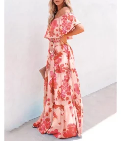 Printed Lace-Up Off Shoulder Big Swing Smocked Dress Vacation Wholesale Maxi Dresses SD531767 -Dress Sales Store 7e8820c0 e985 46ea acbd fb8b37373bf7 284029554c107e886a6d6da8e70c7113