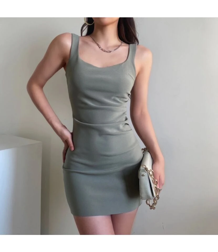 Women Plain Color Sleeveless Pleated Wholesale Tank Dresses SDN580534 9 Women Plain Color Sleeveless Pleated Wholesale Tank Dresses SDN580534 - Image 9