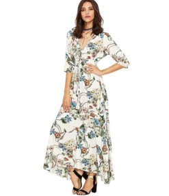 Printed Retro V-Neck Wide Hem Slit Design Wholesale Maxi Dresses Vacation Dress Trendy SD204093 -Dress Sales Store 8f371024 ec68 4c04 84d2 0d0be839ea69 cf06e915e6095df0708308c76a7cd186