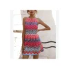 Geometric Print Round Neck Sleeveless Nipped Waist A-Line Resort Dress Fashion Wholesale Dresses SDN533122