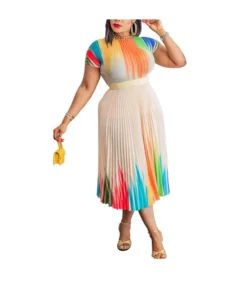 Round Neck Short Sleeve Printed Pleated Dresses Wholesale Womens Clothing N3823103000062 -Dress Sales Store 9942c85013a34c46b7b1b0b6011ebbe5 5