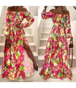 Vacation Off-Neck Floral Print Long Sleeve Slit Swing Dress Wholesale Maxi Dresses N5323031700008 -Dress Sales Store O1CN013HuG9s2KrQx6J62vp 2212923419610 0 cib 6