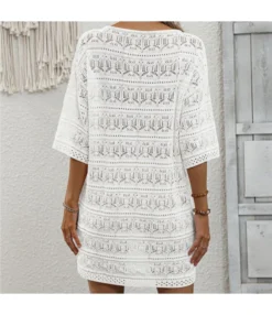 Casual Short-Sleeved V-Neck Hollow Vacation Beach Sunscreen Dress Wholesale Dresses V5923051300042 -Dress Sales Store O1CN014ZE0z11KExZiXRcPZ 3418581133 0 cib