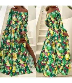 Vacation Off-Neck Floral Print Long Sleeve Slit Swing Dress Wholesale Maxi Dresses N5323031700008 -Dress Sales Store O1CN015tqoHG2KrQx3xlOA8 2212923419610 0 cib 6